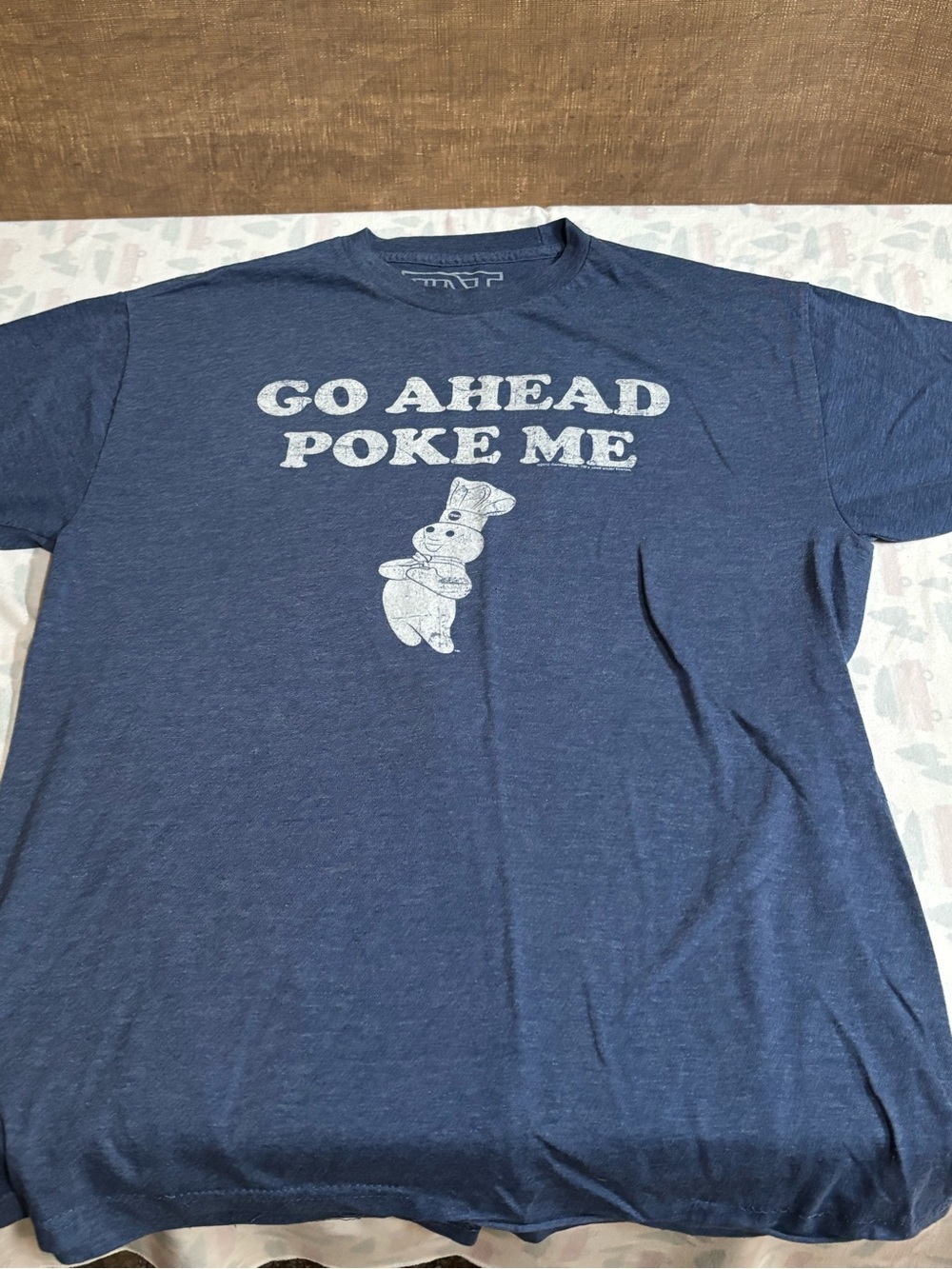 Navy Short-Sleeve Graphic Tee with Playful Slogan